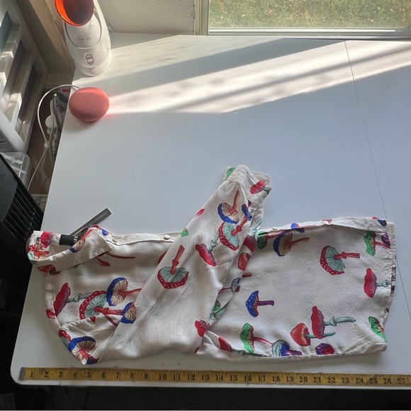 Le Superbe for Anthro Micro Magic Ex-Boyfriend Shirt Ivory Mushroom Print  8 NWT - Picture 11 of 16